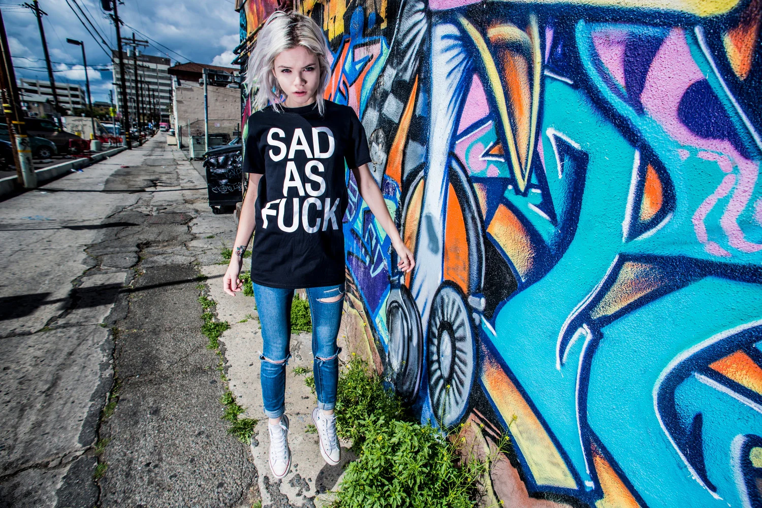 Sad AF Tee - Black - Image 3